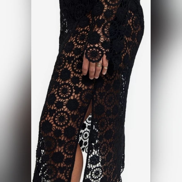 NWT-Holiday LACE H&M Bodycon Crochet Maxi Party Dress Sexy Sheer - Picture 2 of 10
